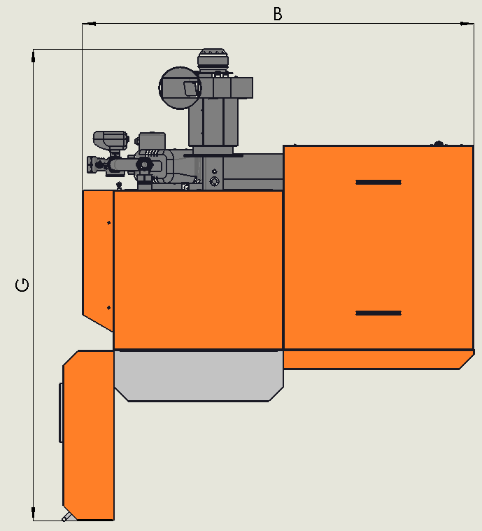 Schéma des côtes de la chaudière à granulés vue du dessus Morvan GM EASY 12-48 kW, indiquant les dimensions externes et les positions des raccordements hydrauliques, électriques et de fumées pour l’installation.