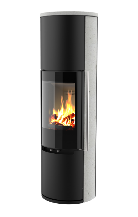 Poêle à bois Fusion'L de Morvan, puissant et économique avec une puissance de 7 kW et un rendement de 87 %. Doté d'une finition élégante en pierre naturelle pour une meilleure rétention de la chaleur, il utilise une triple combustion pour maximiser l'efficacité. La porte vitrée offre une vue panoramique des flammes, ajoutant une touche de confort visuel à ses hautes performances écologiques.