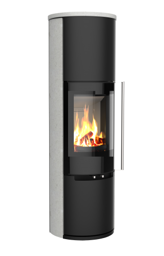 Poêle à bois Fusion'L de Morvan, puissant et économique avec une puissance de 7 kW et un rendement de 87 %. Doté d'une finition élégante en pierre naturelle pour une meilleure rétention de la chaleur, il utilise une triple combustion pour maximiser l'efficacité. La porte vitrée offre une vue panoramique des flammes, ajoutant une touche de confort visuel à ses hautes performances écologiques.