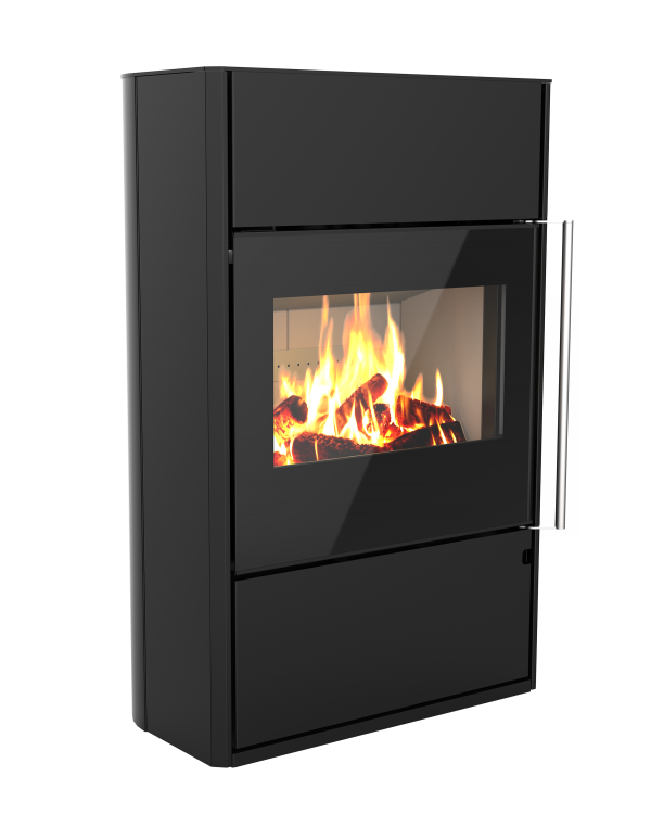 Poêle à bois Horizon'L de Morvan, avec une puissance de 8,1 kW et un rendement élevé. Disponible en finitions acier noir et pierre de taille, ce modèle est conçu pour accueillir des bûches de grande taille et dispose d’un espace de rangement intégré. Doté d'une porte vitrée pour une vue panoramique des flammes, il combine confort thermique et esthétique, avec une certification Flamme Verte pour un chauffage respectueux de l’environnement.