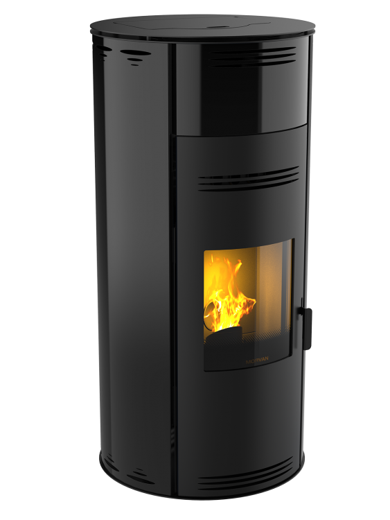 Poêle à granulés Sph'R XL noir de Morvan, offrant une puissance élevée avec une modulation ajustable pour chauffer de plus grands espaces. Rendement optimisé à 92 %, équipé d'une télécommande avec thermostat d'ambiance pour un réglage automatique de la température. Design moderne et technologie de triple combustion pour maximiser la chaleur tout en réduisant les émissions.