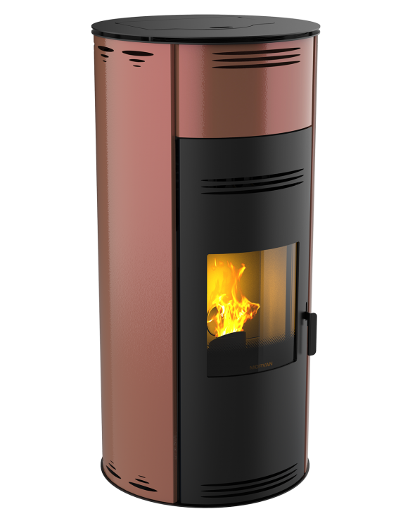 Poêle à granulés Sph'R XL rose quartz de Morvan, offrant une puissance élevée avec une modulation ajustable pour chauffer de plus grands espaces. Rendement optimisé à 92 %, équipé d'une télécommande avec thermostat d'ambiance pour un réglage automatique de la température. Design moderne et technologie de triple combustion pour maximiser la chaleur tout en réduisant les émissions.