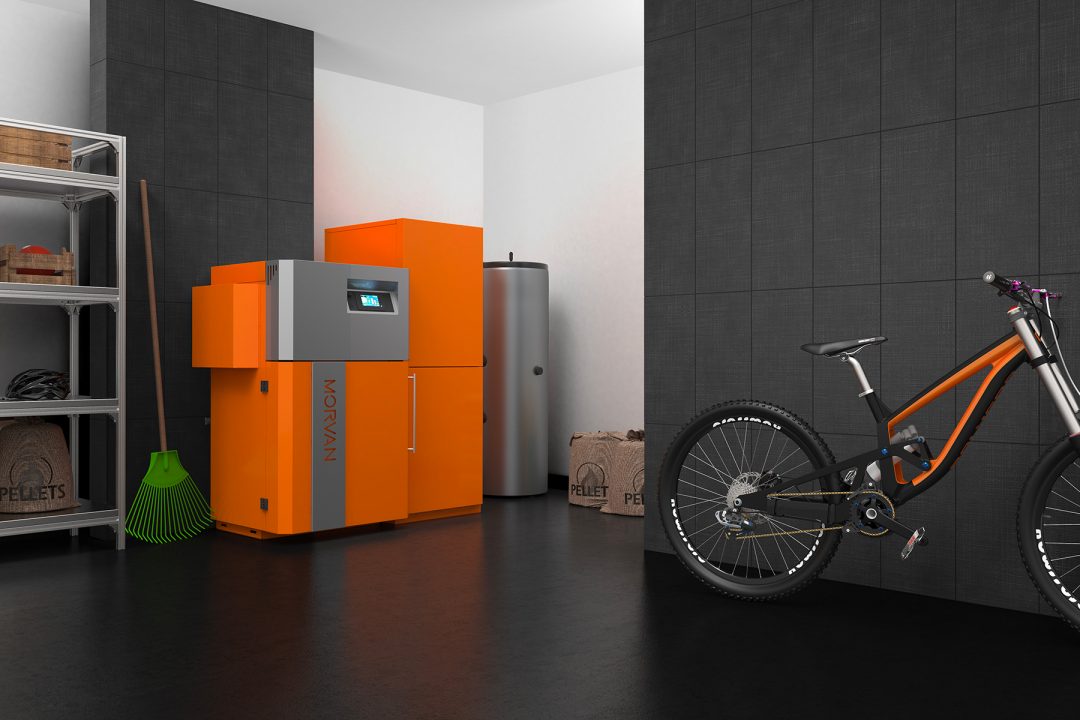 Chaudière granulés GM EASY, puissante et éco-responsable (12 à 48 kW). Équipée d'un écran tactile et d'une connexion WiFi, elle offre un haut rendement énergétique (classe A+) et un nettoyage automatique. Solution idéale pour une installation facile et économique.