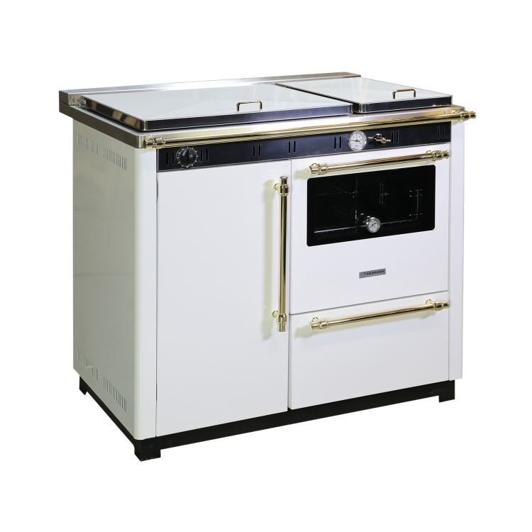 Poêle à bois MC20 de Morvan, avec une puissance de 22,6 kW et un rendement de 82,9 %. Ce modèle est conçu pour chauffer efficacement de grandes surfaces et peut être raccordé à un circuit de chauffage central. Il combine esthétique traditionnelle, robustesse et praticité grâce à une grande porte vitrée offrant une belle vue sur les flammes. Idéal pour les utilisateurs cherchant une solution puissante et économique, avec des finitions élégantes en anthracite ou blanc.