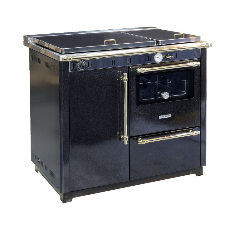 Poêle à bois MC20 de Morvan, avec une puissance de 22,6 kW et un rendement de 82,9 %. Ce modèle est conçu pour chauffer efficacement de grandes surfaces et peut être raccordé à un circuit de chauffage central. Il combine esthétique traditionnelle, robustesse et praticité grâce à une grande porte vitrée offrant une belle vue sur les flammes. Idéal pour les utilisateurs cherchant une solution puissante et économique, avec des finitions élégantes en anthracite ou blanc.