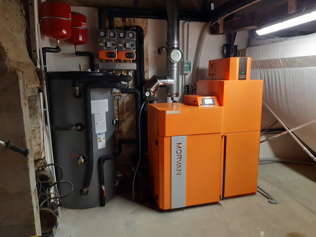 installation chaudière à granulés GM Easy 24 kW MORVAN Mayenne