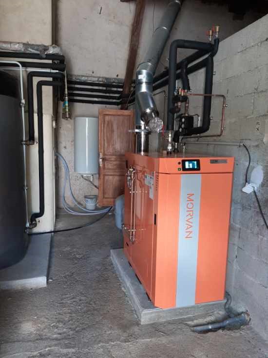 installation chaudière à bois SX Easy 35 kW MORVAN Gers