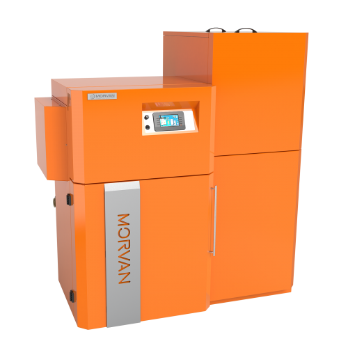Chaudière granulés GMH EASY, puissante et éco-responsable (12 à 24 kW). Équipée d'un écran tactile et d'une connexion WiFi, elle offre un haut rendement énergétique (classe A+) et un nettoyage automatique. Solution idéale pour une installation facile et économique. Morvan