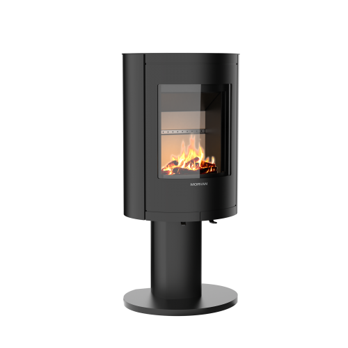 Poêle à bois Stel'R de Morvan, avec une puissance de 4,5 kW et un rendement énergétique de 81 %. Conçu pour brûler des bûches de 25 cm, ce poêle au design élégant des années 50 assure un chauffage performant et écologique grâce à sa technologie de triple combustion.