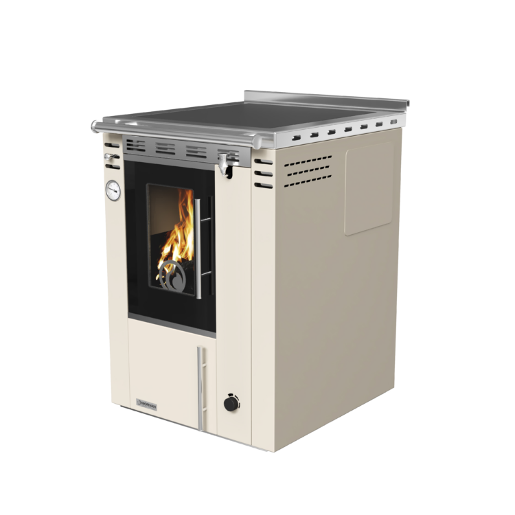 Cuisinière à bois Arthéna 10 de Morvan, puissance de 15,8 kW avec un rendement de 84,7 %. Dotée d’une plaque de cuisson en fonte polie, d’un four spacieux et d’un raccordement pour chauffage central. Conçue pour des bûches, elle assure un chauffage écologique et performant tout en offrant un mode de cuisson authentique au bois. Disponible en finitions anthracite et ivoire, idéale pour les cuisines traditionnelles ou modernes.