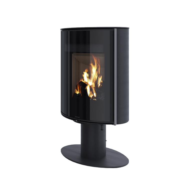 Poêle à bois Hemisph'R de Morvan, avec une puissance de 6,2 kW, design intemporel sur pied tulipe et finition en pierre ollaire pour une meilleure accumulation et diffusion de la chaleur. Pivotant à 360°, il permet une vision complète des flammes dans tous les angles. Conçu pour des bûches de 33 cm, il est idéal pour les petits espaces, offrant un chauffage efficace et esthétique.