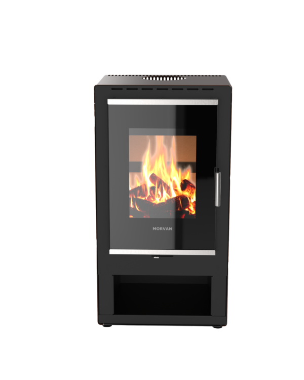 Poêle à bois K'Lin bronze de Morvan, avec une puissance de 8 kW, conçu pour accueillir des bûches de 40 cm. Son design élégant et ses finitions inox brossé en font un élément chic pour tout intérieur. Il est équipé d'une grande porte vitrée pour profiter pleinement de la chaleur et de la lumière du feu.